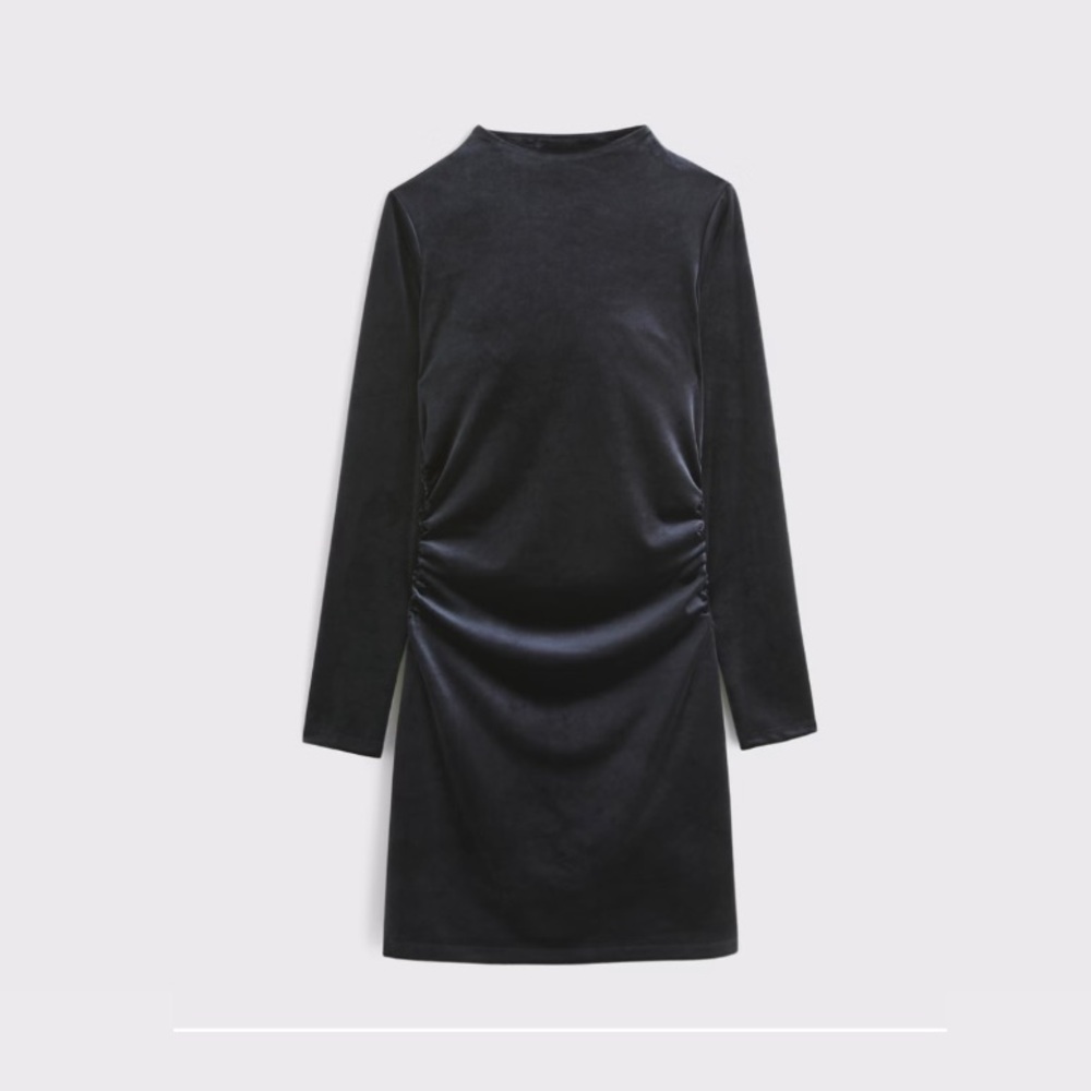 H&M velvet, black ruched side dress